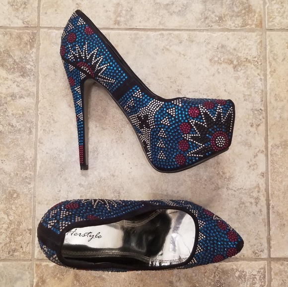 Herstyle Shoes - Herstyle Like New Jeweled Super High Heel Pumps